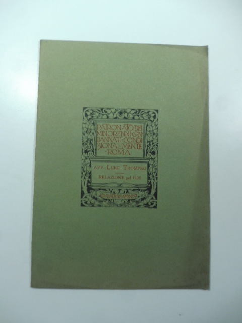 Patronato dei minorenni condannati condizionalmente di Roma. Relazione sull'opera del patrocinato nel 1908